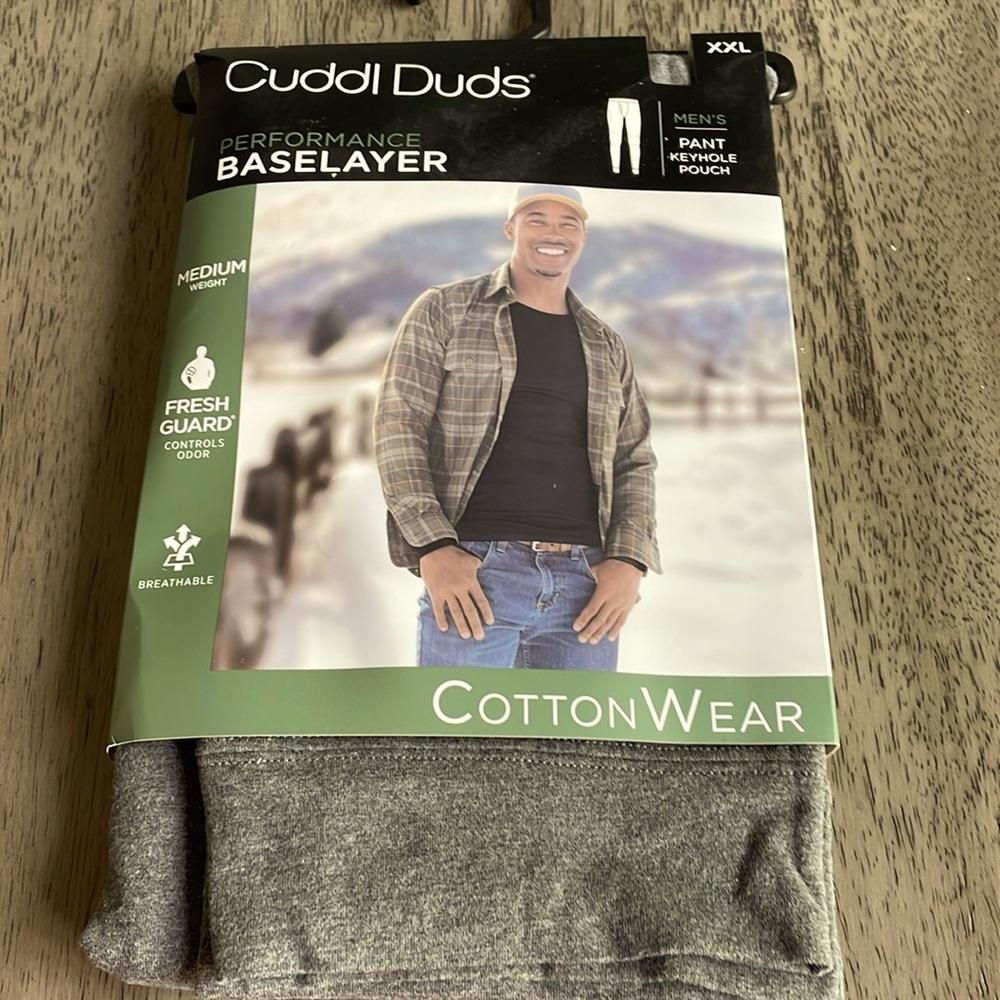 Men’s Cuddl Duds Performance Baselayer Pants - Cotton Wear - Grey